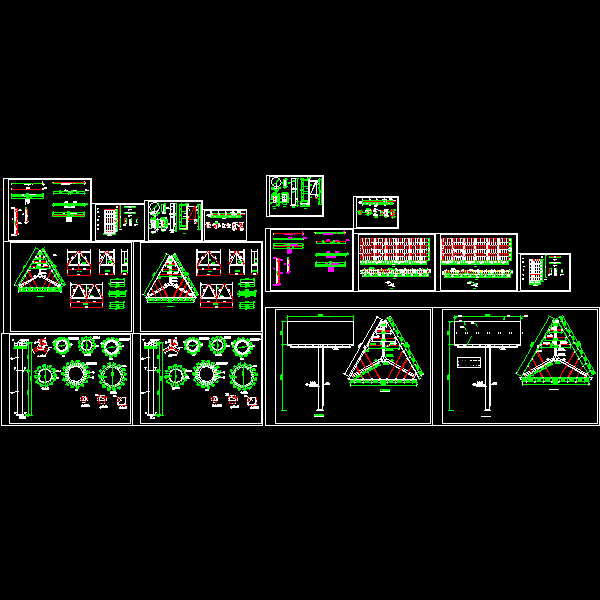 24米高三面体广告牌结构CAD施工方案图纸 - 1