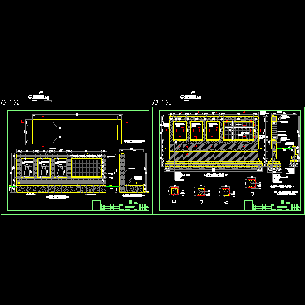景墙花坛CAD施工图纸 - 1