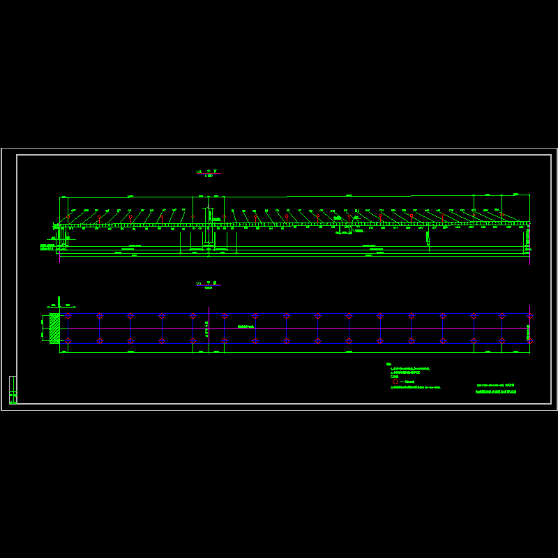 米斜拉桥钢箱梁桥面照明纵向布置节点CAD详图纸设计 - 1