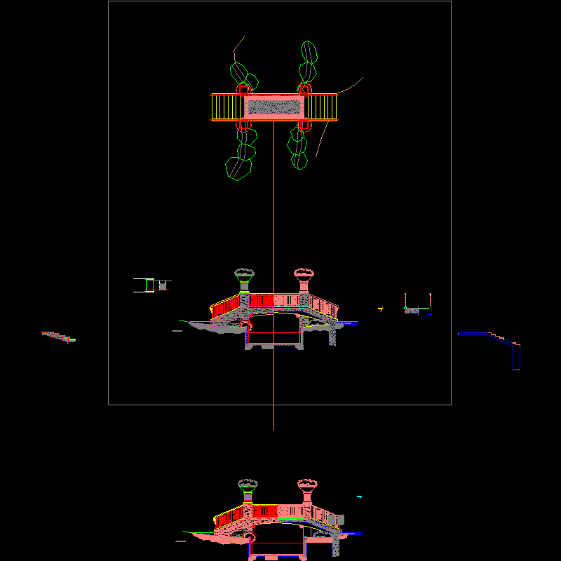 园林景观节点详图纸|景观桥CAD施工图纸设计七 - 1