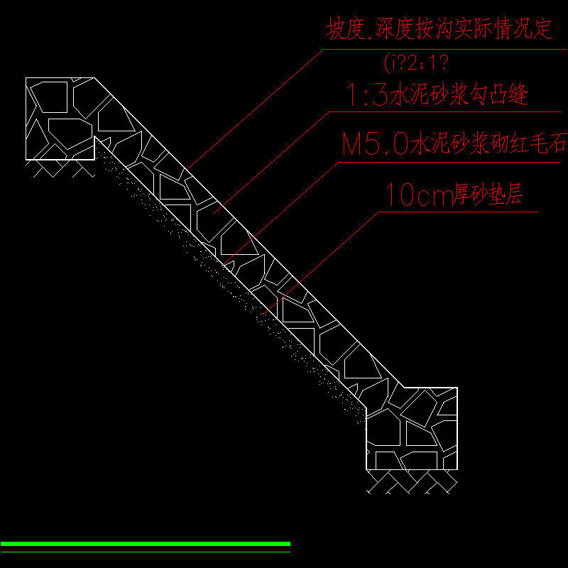 毛石护坡剖面CAD详图纸 - 1