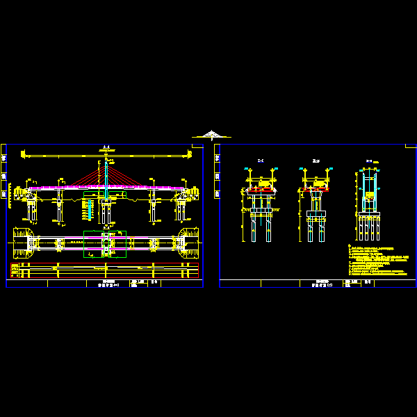 110米跨预应力钢筋混凝土斜拉车行天桥设计CAD图纸 - 3