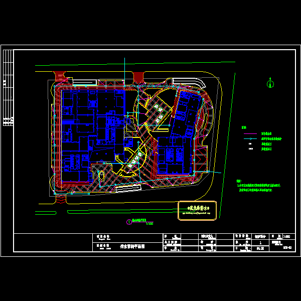 CAD写字楼外水景设计(管线剖面图) - 1
