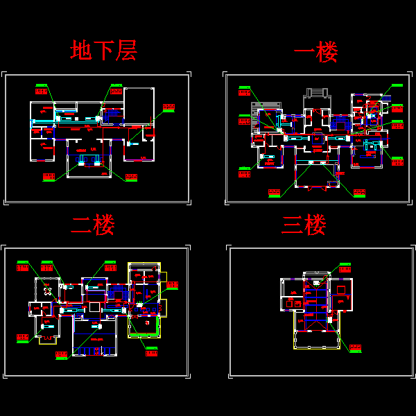 3层别墅中央空调系统设计CAD施工图纸（VRVII系列） - 1