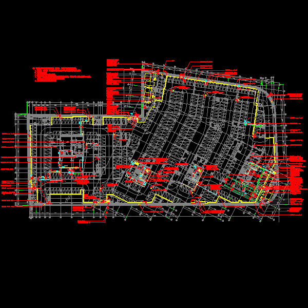 下车库给排水CAD平面图(人防工程) - 1