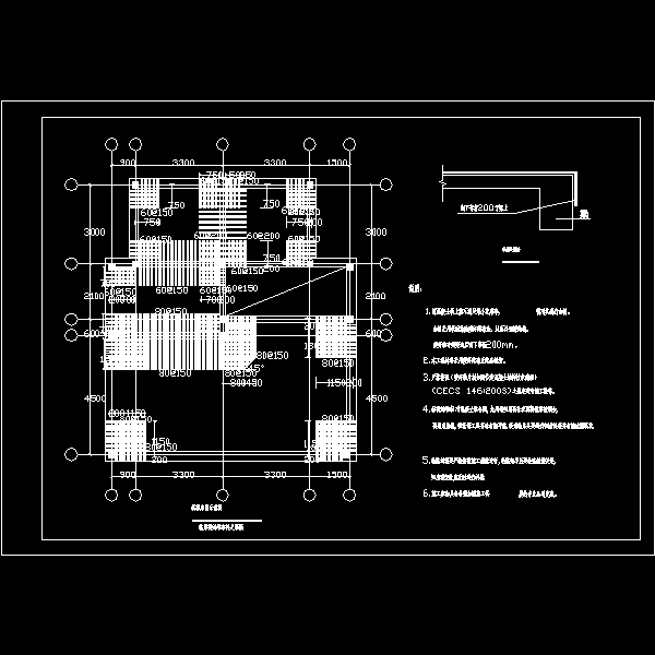 楼板加固示意（粘贴碳纤维布补足配筋）节点构造详细设计CAD图纸（二） - 1