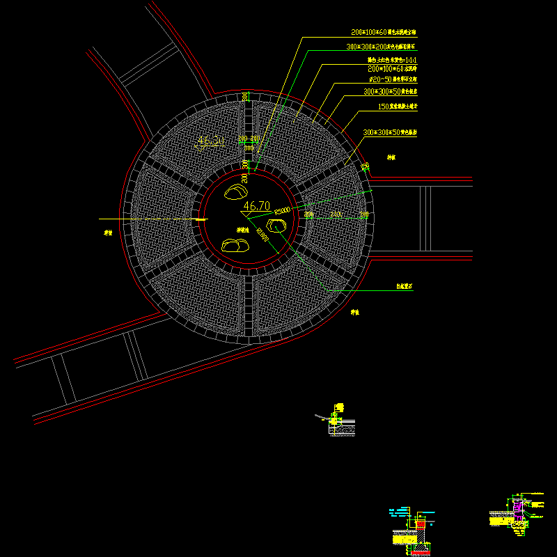 圆形广场铺装做法CAD详图纸 - 1