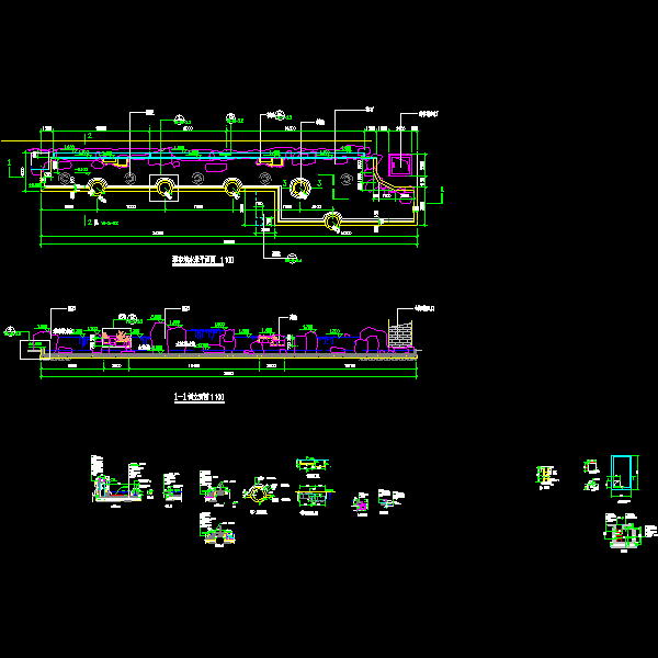 瀑布水景墙施工详细设计CAD图纸 - 1