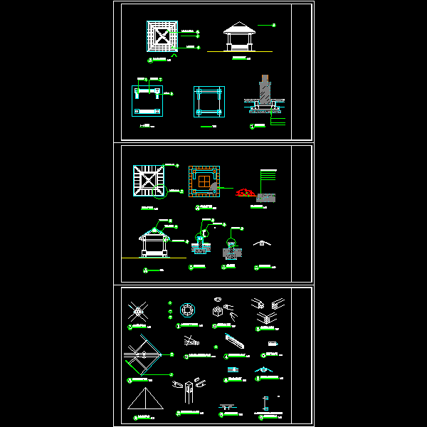四角亭施工做法详细设计CAD图纸(平面图) - 1