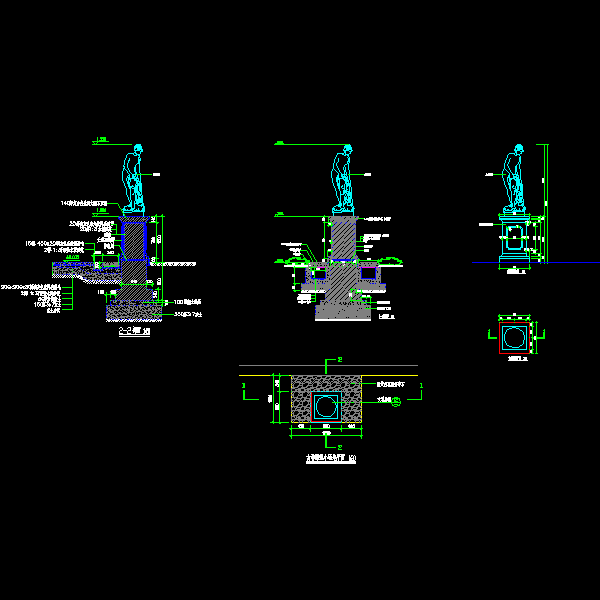 特色人物雕塑施工详细设计CAD图纸 - 1