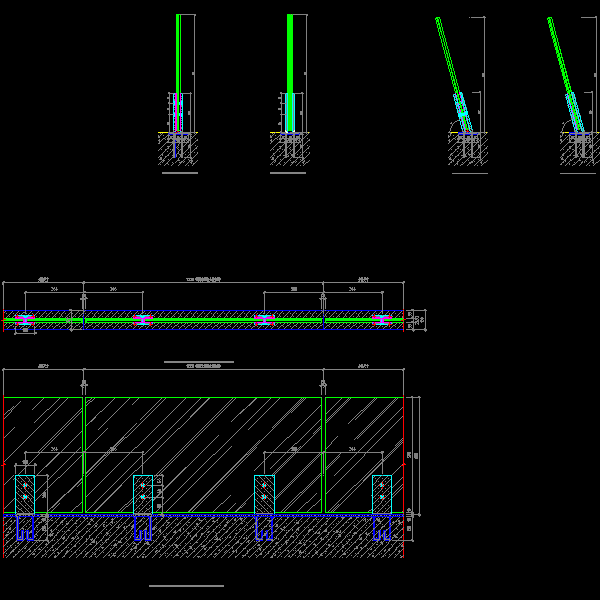 玻璃幕墙平台栏杆节点构造详细设计CAD图纸 - 1