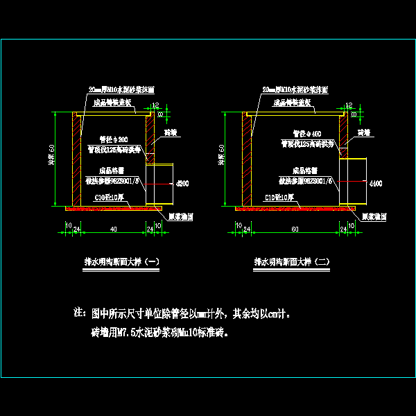 排水明沟CAD大样图纸 - 1