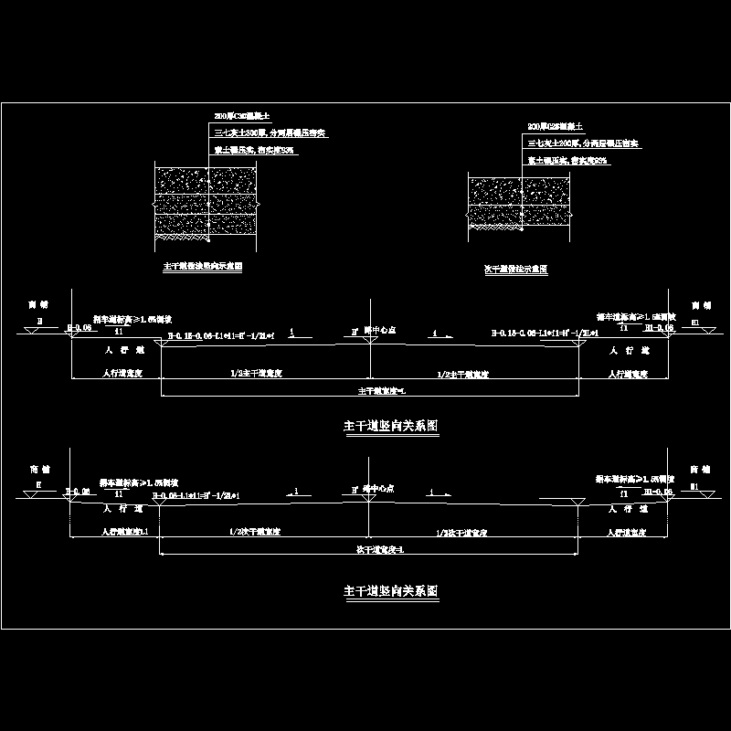 道路主干道竖向关系CAD图纸 - 1