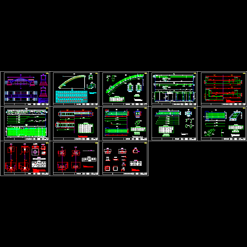 1-42米中承式拱式天桥通用CAD图纸 - 1