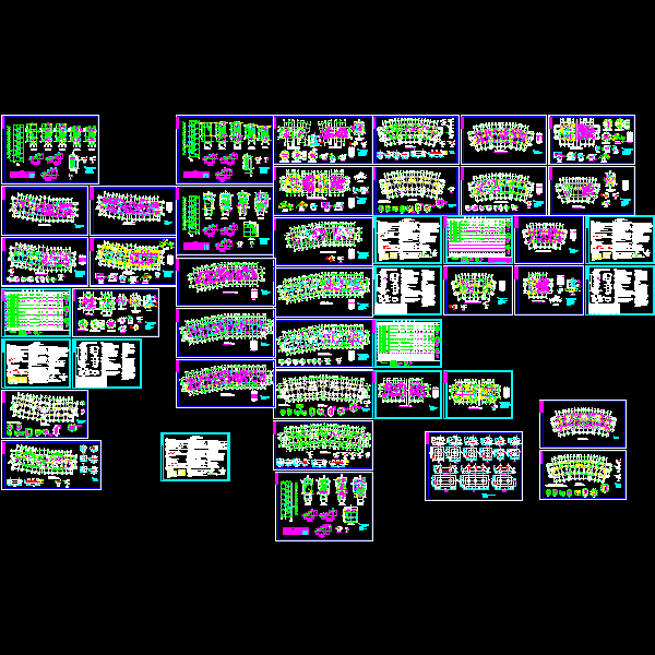 6层组团住宅框架结构施工方案大样图（CAD，4套） - 1