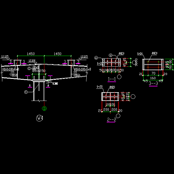 中梁柱节点构造详细设计CAD图纸 - 1