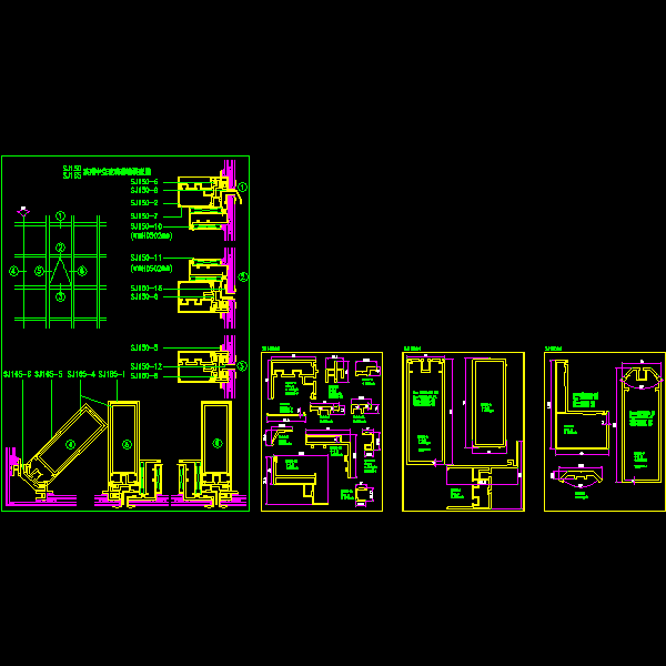 SJ150(165)系列中空玻璃幕墙详细设计CAD图纸 - 1