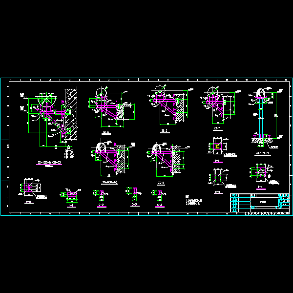钢支架及吊架构造详细设计CAD图纸 - 1