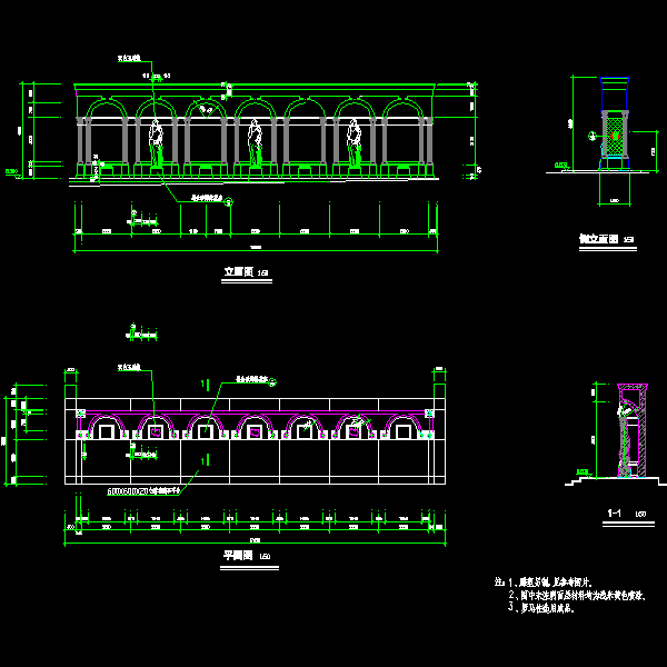 罗马柱雕塑设计施工CAD详图纸 - 1