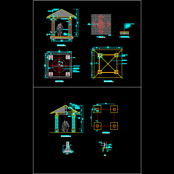 四角亭做法详细设计CAD图纸 - 1