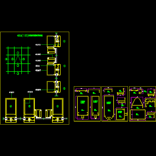 4KM(160)明框玻璃幕墙结构详细设计CAD图纸 - 1