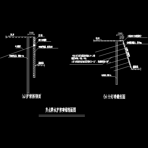 井点降水护坡喷锚CAD图纸 - 1