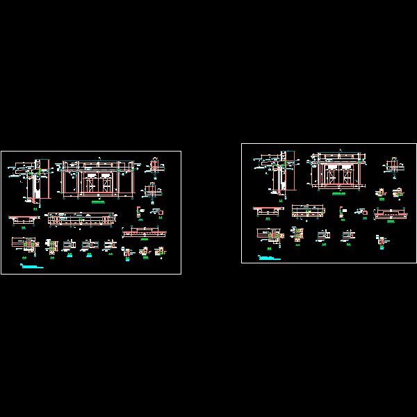 推拉门及雨篷节点构造详细设计CAD图纸 - 1