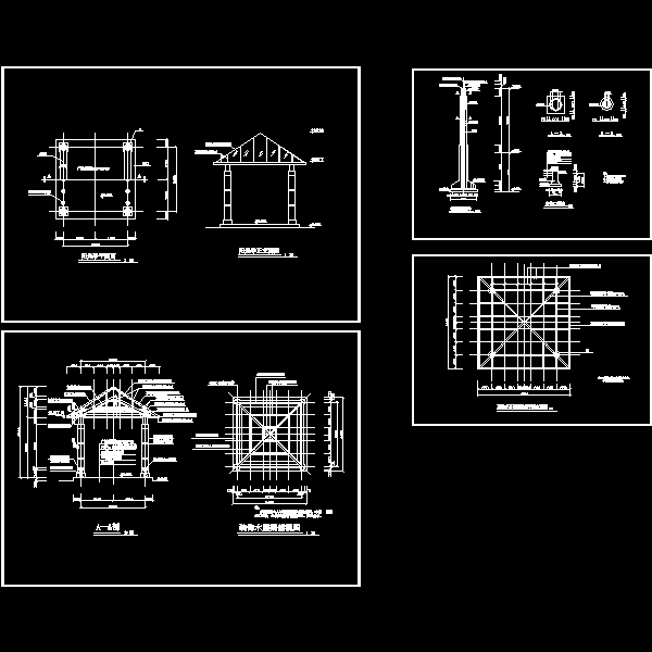 现代景观亭施工详细设计CAD图纸 - 1