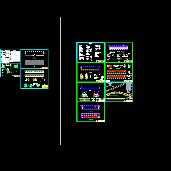弧形钢管桁架工业厂房建筑结构CAD施工图纸（、11张） - 1