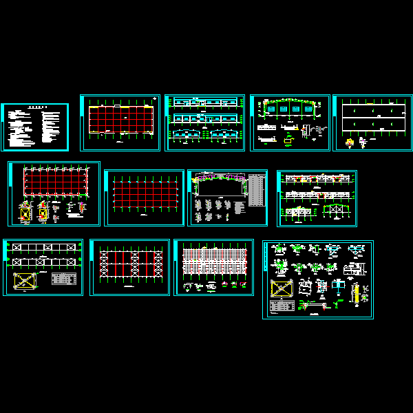 24米单跨钢结构门式刚架库房CAD施工图纸（） - 1