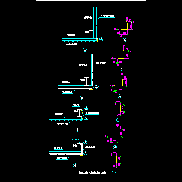 钢结构外墙连接节点构造详细设计CAD图纸 - 1