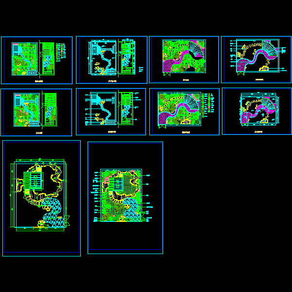 三种花园庭院景观设计CAD图纸 - 1