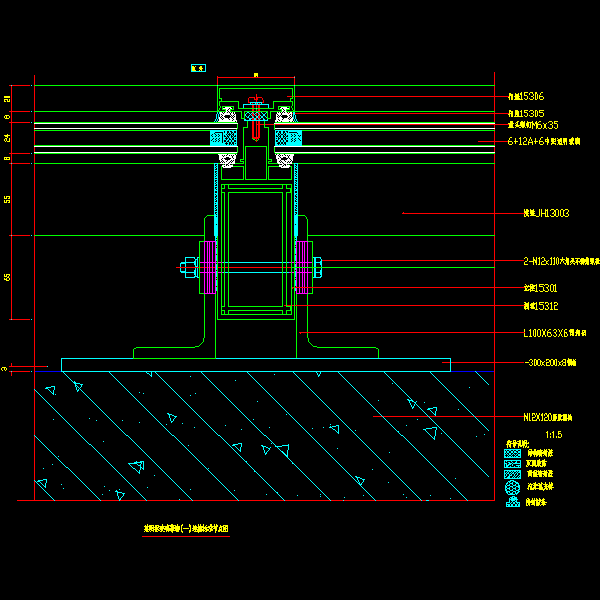 明框玻璃幕墙节点构造详细设计CAD图纸（一）（连接标准图纸） - 1