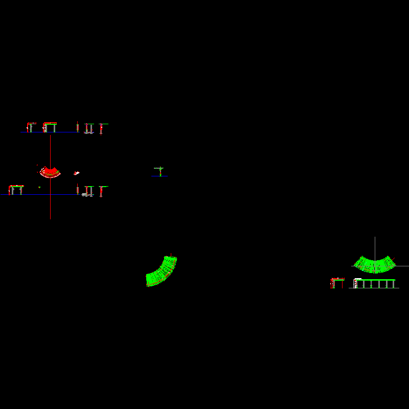园林景观节点CAD详图纸-弧形混泥土廊架CAD详图纸设计 - 1