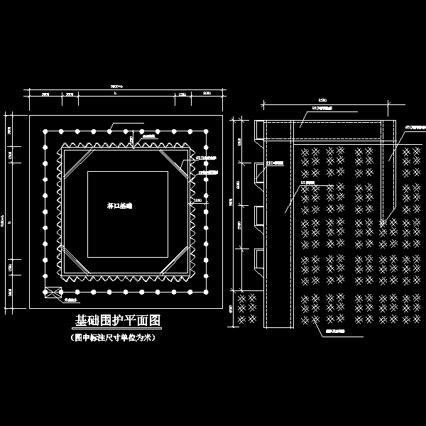 独立深基础支护工程平面CAD图纸 - 1