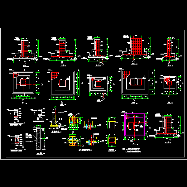 钢结构工程独立基础结构CAD施工图纸 - 1