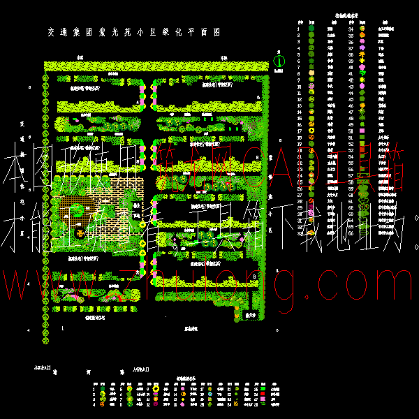 小区绿化设计CAD平面图 - 1