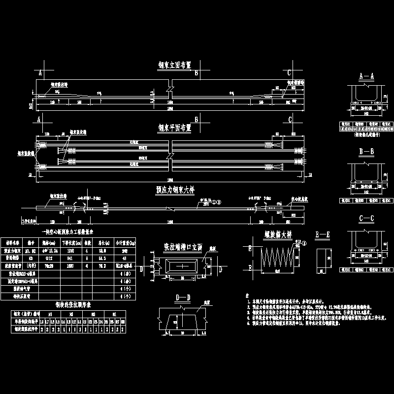 20米先张法预应力混凝土空心板预应力钢束节点CAD详图纸设计 - 1