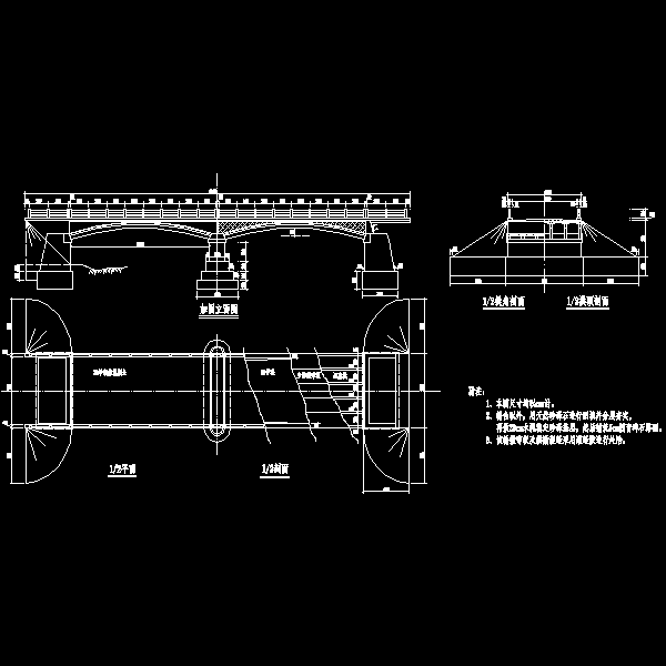 两跨钢筋混凝土拱桥加固设计CAD图纸 - 2