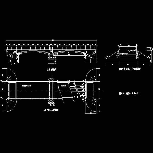 两跨钢筋混凝土拱桥加固设计CAD图纸 - 3