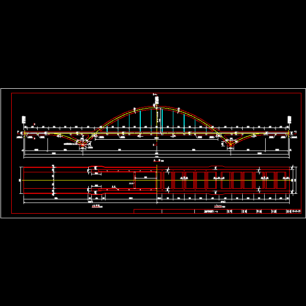 高架桥(336833m中承式连续梁拱组合桥)CAD施工图纸设计 - 2