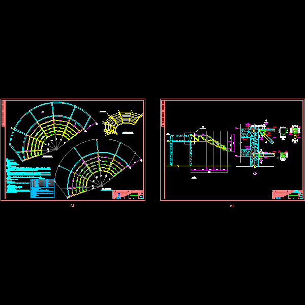 雨棚钢结构CAD施工方案图纸(大样图) - 1
