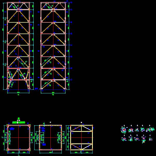立体车库钢结构外框架及节点构造详细设计CAD图纸 - 1