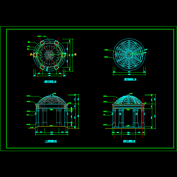 欧式圆亭施工大样 - 1