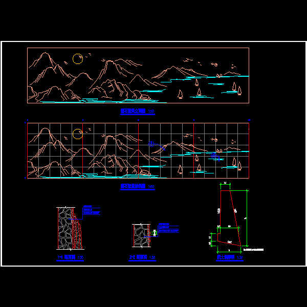 广场壁画详细设计CAD图纸 - 1