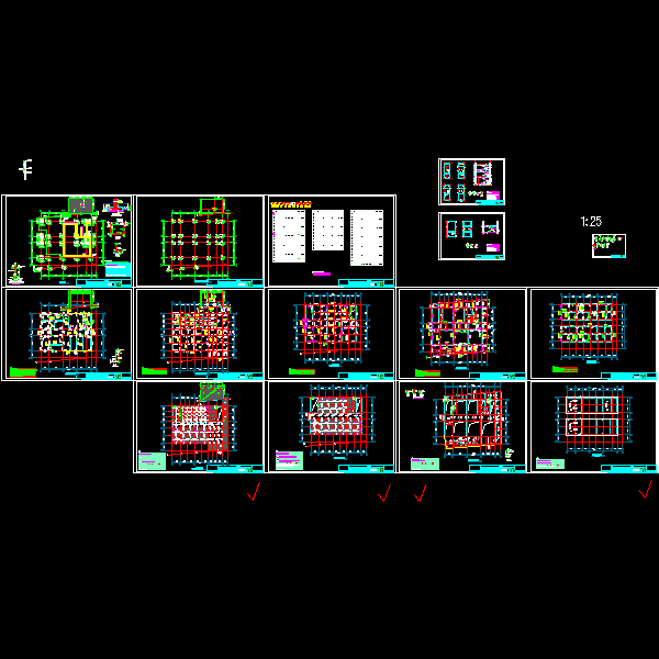 3层框架结构艺术中心结构CAD施工大样图 - 1