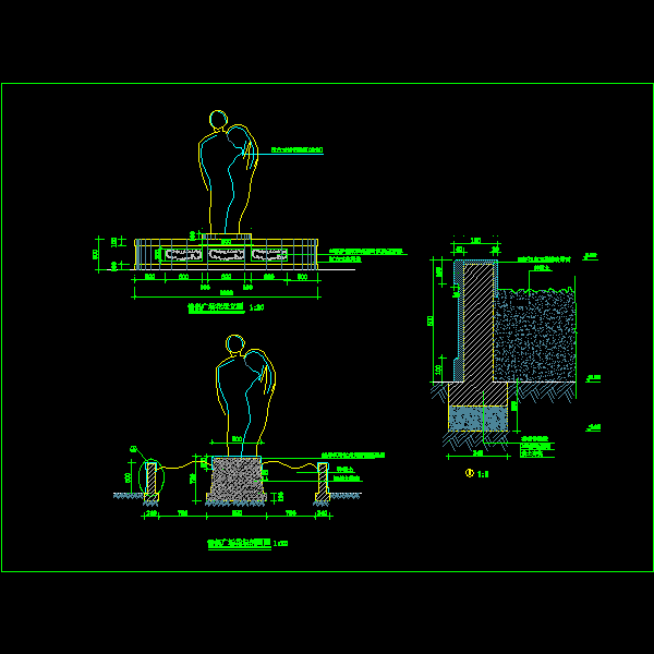 情侣广场花坛详细设计CAD图纸 - 1
