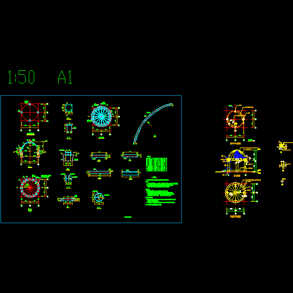 休闲亭钢穹顶钢结构节点详细设计CAD图纸（） - 1