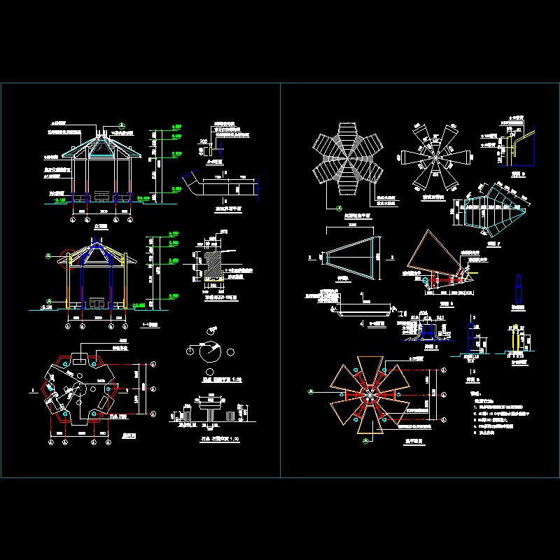 特色玻璃亭施工CAD详图纸 - 1