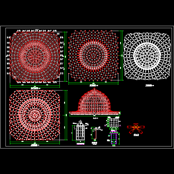 清真寺穹顶网壳结构CAD施工图纸 - 1